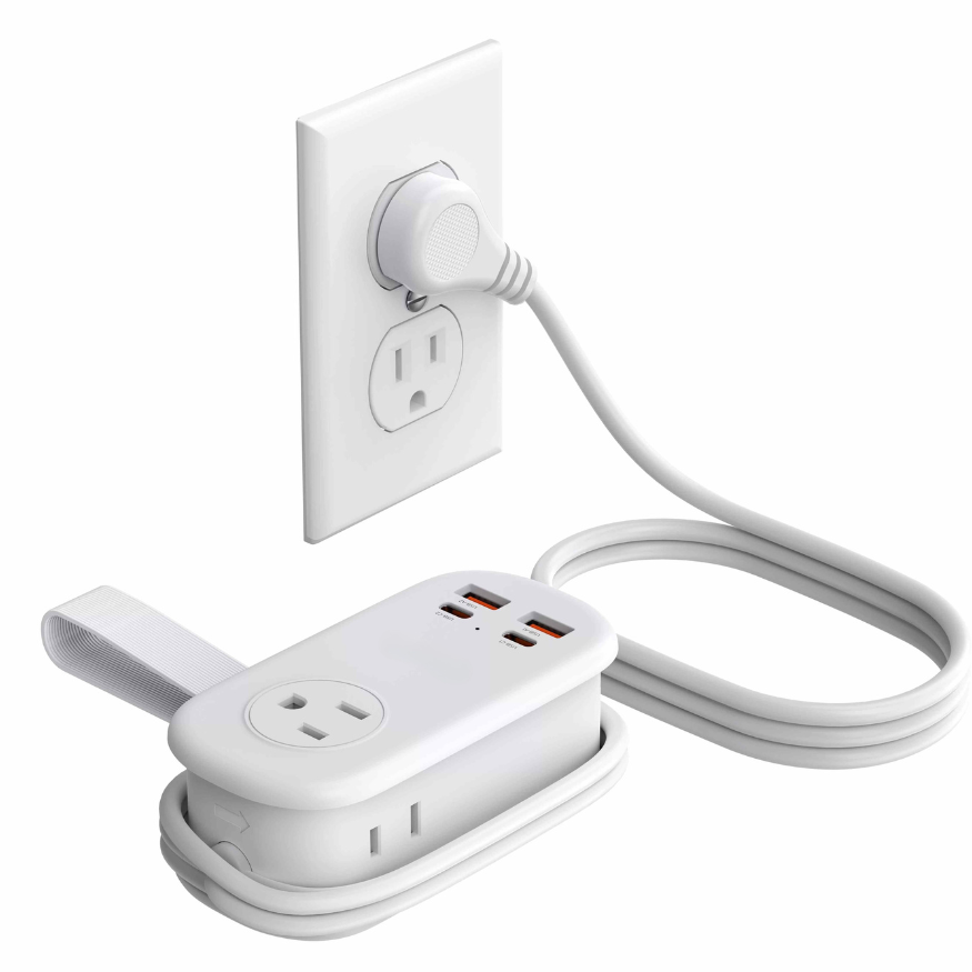 Travel Power Strip, 4 Outlets 3 USB Ports (1 USB C) with 4FT Wrapped Short Extension Cord Small Power Strip, Compact for Hotel Travel Essentials Cruise Approved