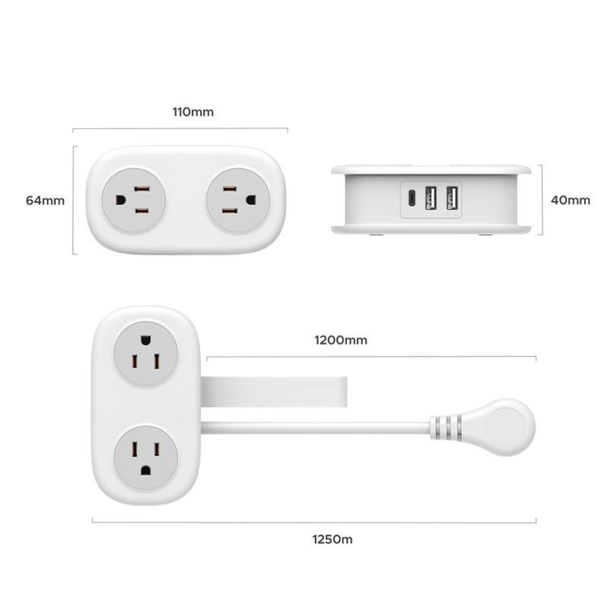 Travel Power Strip, 4 Outlets 3 USB Ports (1 USB C) with 4FT Wrapped Short Extension Cord Small Power Strip, Compact for Hotel Travel Essentials Cruise Approved