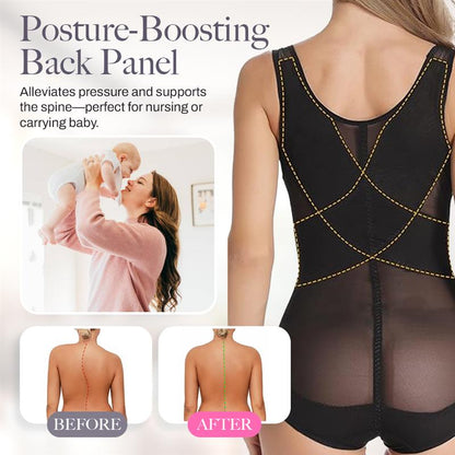 Mesh Criss-Cross Firm Control Shaping Bodysuit