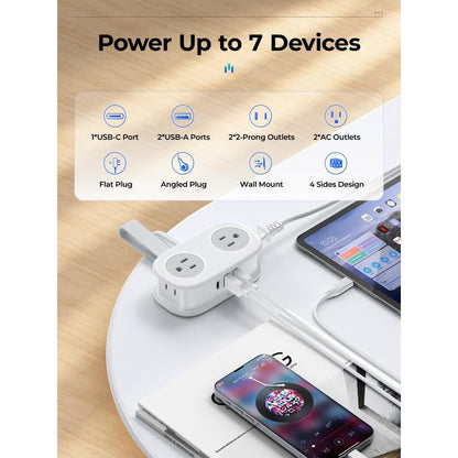 Travel Power Strip, 4 Outlets 3 USB Ports (1 USB C) with 4FT Wrapped Short Extension Cord Small Power Strip, Compact for Hotel Travel Essentials Cruise Approved