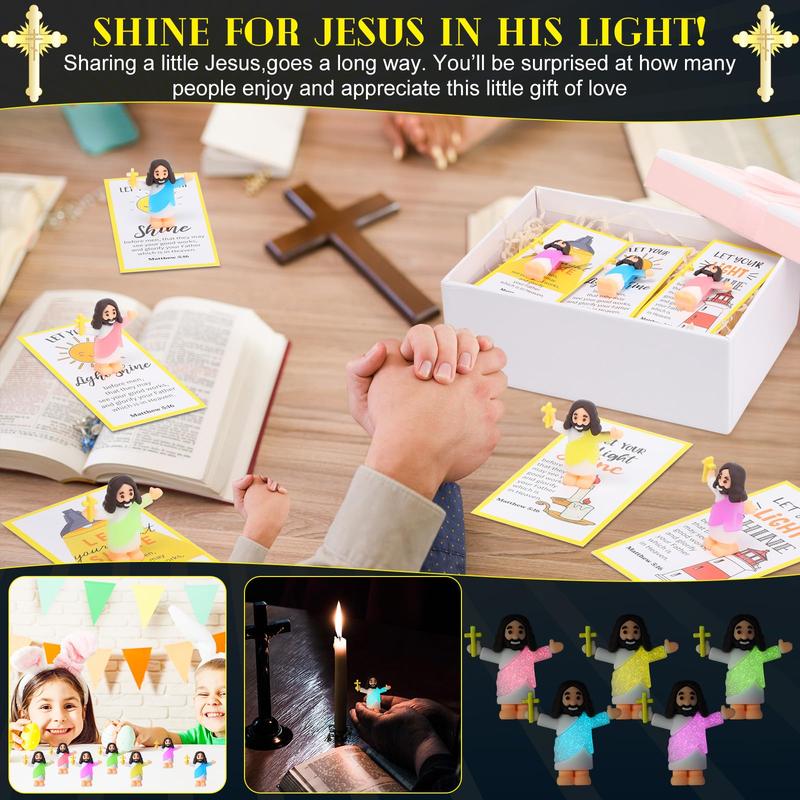 Glow in the Dark Mini Jesus Figurines with Bible verse Cards