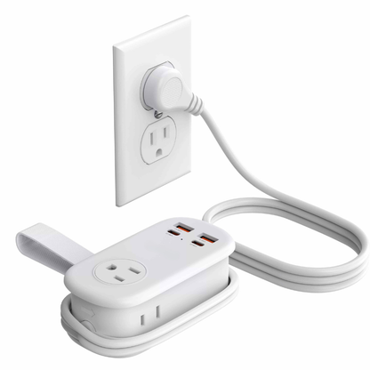 Travel Power Strip, 4 Outlets 3 USB Ports (1 USB C) with 4FT Wrapped Short Extension Cord Small Power Strip, Compact for Hotel Travel Essentials Cruise Approved