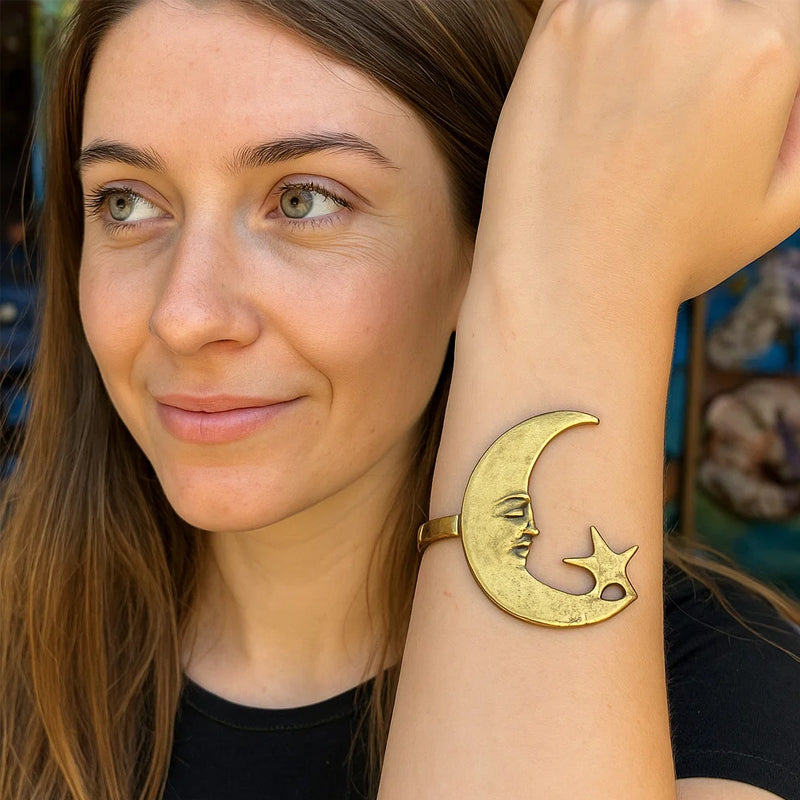 Luna & Solace Guiding Light Star and Moon Open Bracelet