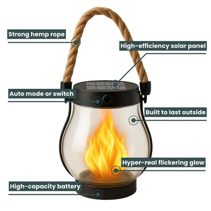 🎄Christmas Sale 49% OFF🎄 Kaliiqo™ – Flickering Flame Solar Lantern Outdoor Lights