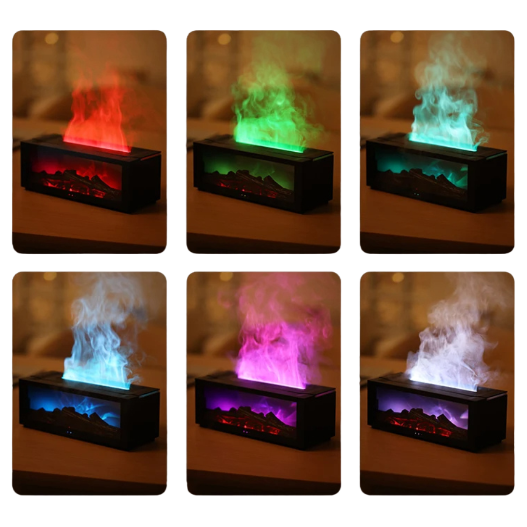 🎄Christmas Sale - 59% OFF🎁300ml Fireplace Flame Diffuser & Humidifier – Ultrasonic Essential Oil Mist Maker with Remote, 7-Color LED Light