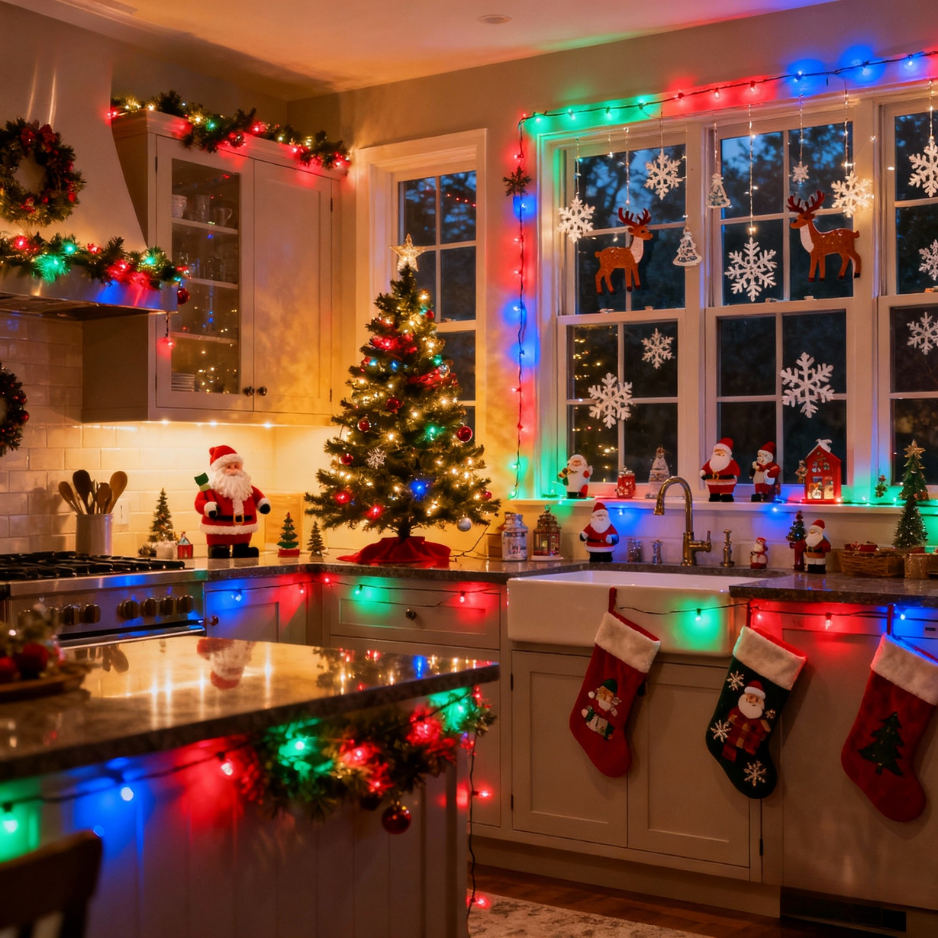 🎄 Christmas Sale - 59% OFF 🎁 🎄90s Retro Christmas Curtain Lights💡 — Multicolor LED Fairy Lights for Bedroom, Party & Holiday Decor🎁