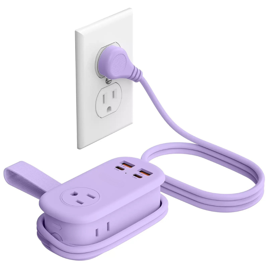 Travel Power Strip, 4 Outlets 3 USB Ports (1 USB C) with 4FT Wrapped Short Extension Cord Small Power Strip, Compact for Hotel Travel Essentials Cruise Approved