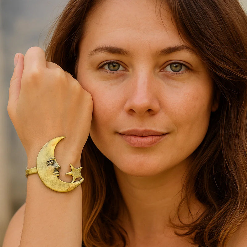 Luna & Solace Guiding Light Star and Moon Open Bracelet