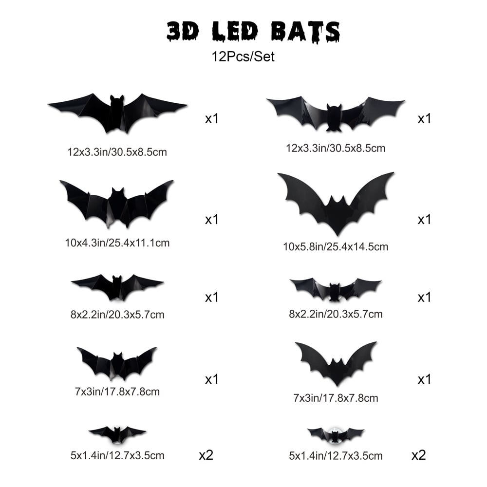 🦇Halloween 3D LED Glowing Bat Wall Decals - Spooky Light-Up Decor