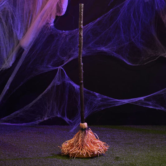 👻Roman 47" Animated Witch's Broomstick - Perfect for a Bewitching Halloween Display & Parties