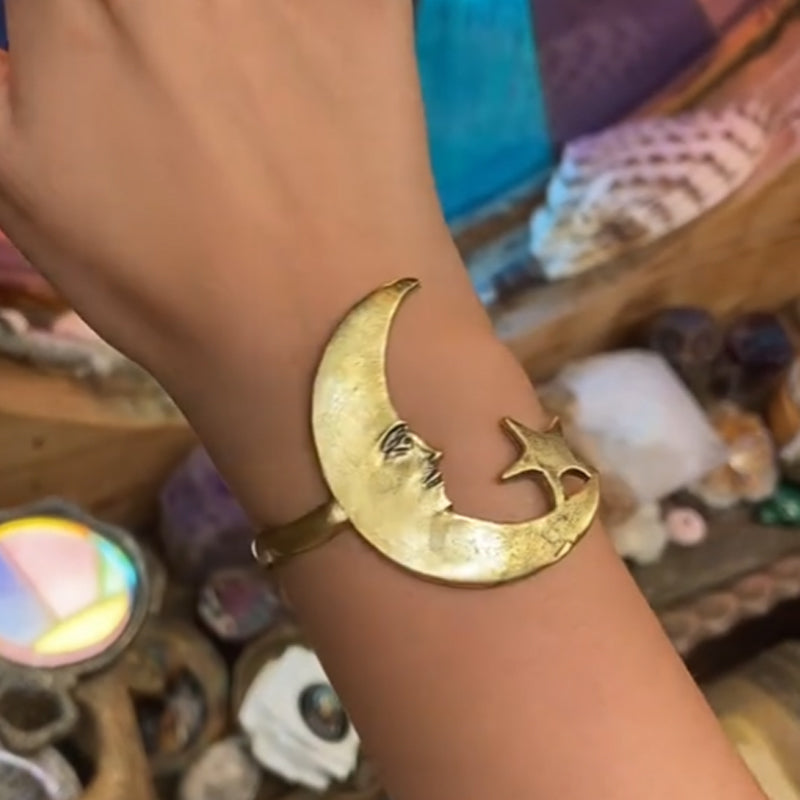 Luna & Solace Guiding Light Star and Moon Open Bracelet
