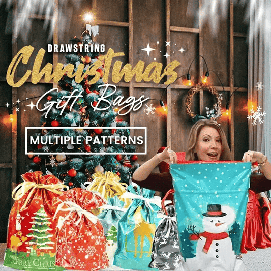 🎁 Christmas Drawstring Gift Bags🎄 — Assorted Sizes for Easy Holiday Wrapping