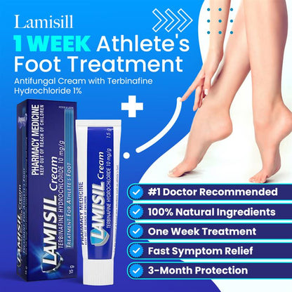 🦶Lamisill™ 1 Week Athlete's Foot Treatment, Antifungal Cream with Terbinafine Hydrochloride 1%, Fast Symptom Relief & Prevents Recurrence