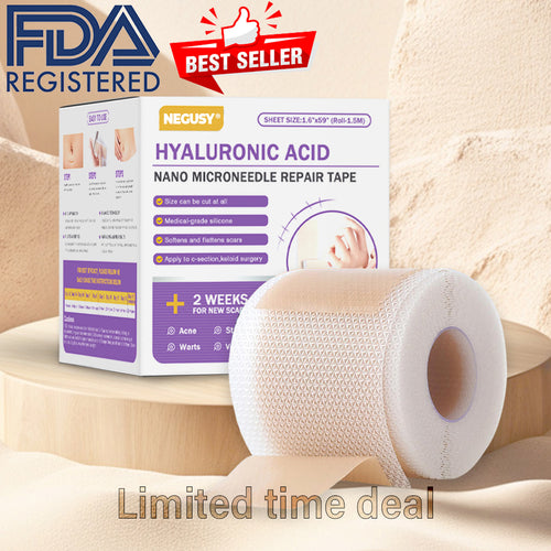 ✅Official Store |NEGUSY® Hyaluronic Acid Nano Microneedle Repair Tape🏥(Treatment of old and new scars, reduction of surgical scars, stretch marks, keloids, acne, burns, warts, dermatomes and varicose veins)