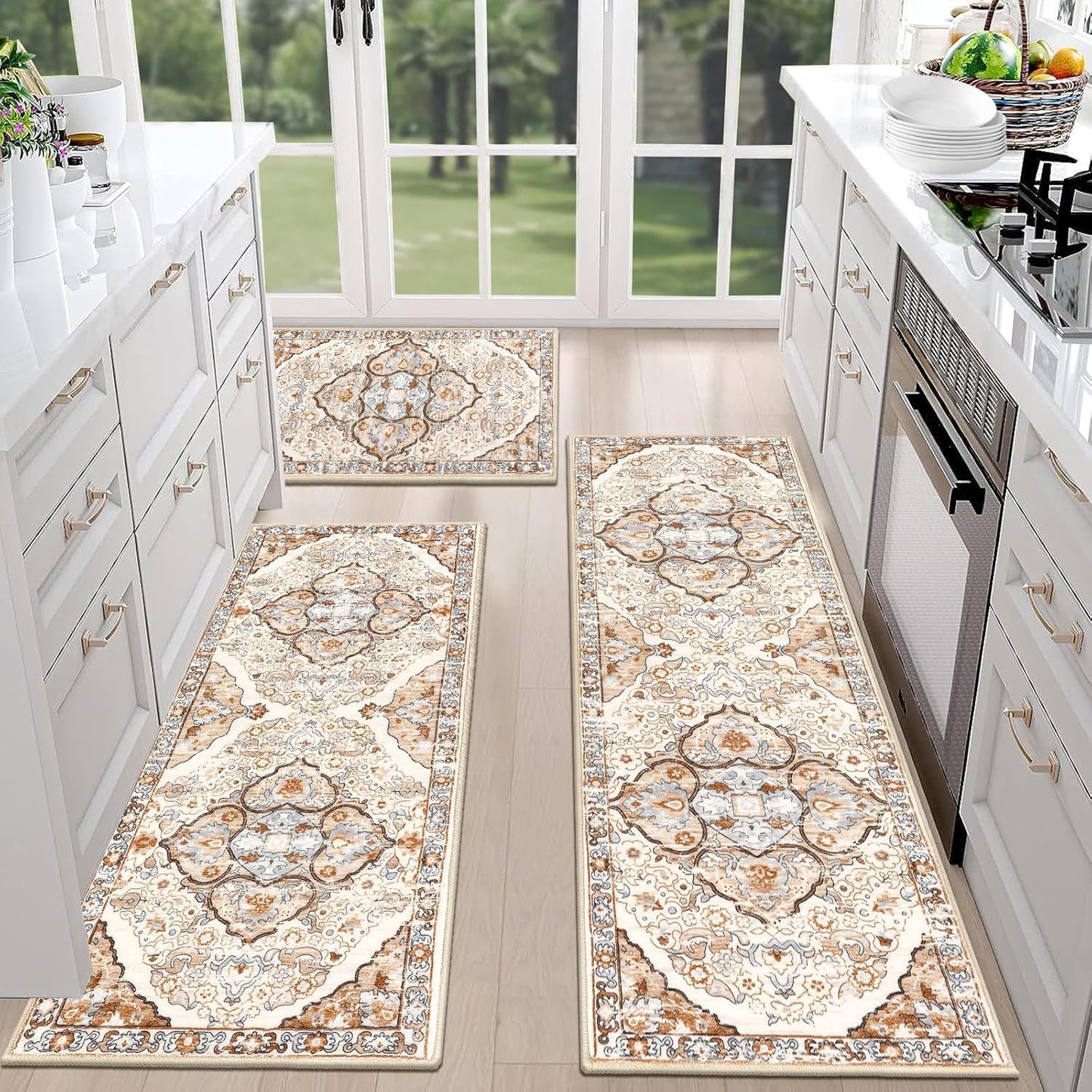 💖💖Boho Washable Kitchen Rugs Sets of 3 - Non Slip Kitchen Rugs