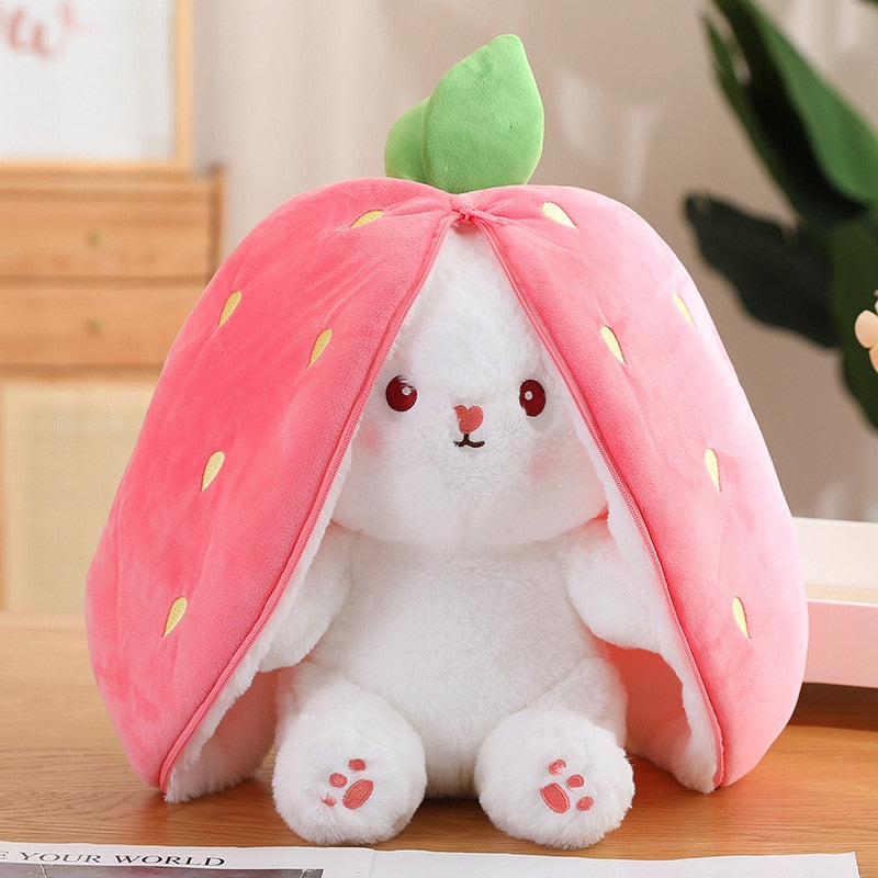 🥕Transforming Bunny – Strawberry & Carrot Dual-Form Plush Toy