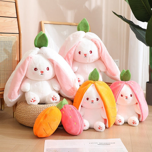 🥕Transforming Bunny – Strawberry & Carrot Dual-Form Plush Toy