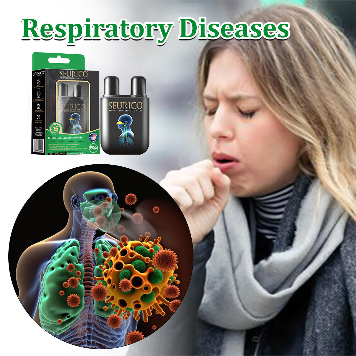 💜✅Official Store Seurico™  herbal lung cleansing inhaler 👨‍⚕️FDA Certification(💝 Cough, wheezing, shortness of breath, sputum, stuffy nose, bronchitis, bronchitis, allergy symptoms, lung discomfort💝)