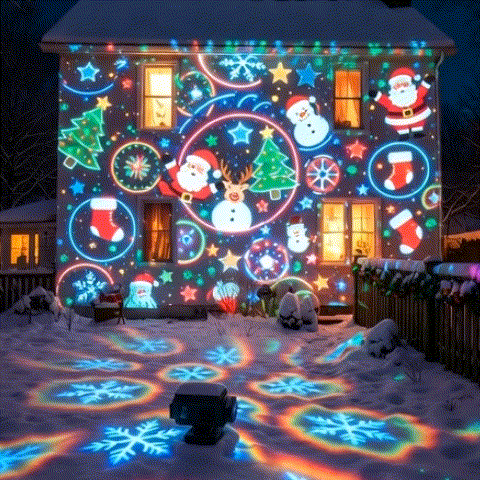 🎁 Christmas Projection Lamp 5V/1A with 16 Patterns USB Powered for Home 🎅