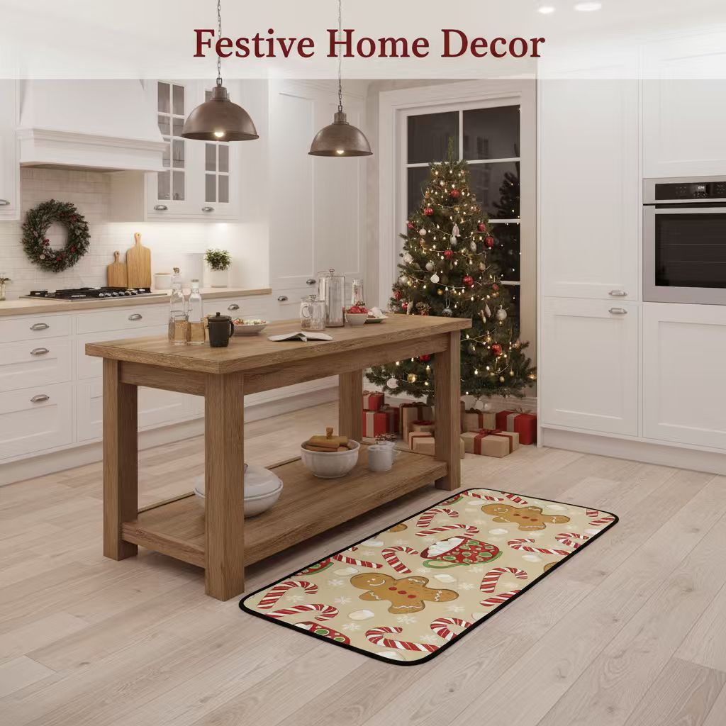 🍪 Christmas Sale - 50% OFF 🎁 Soft Non-Slip Gingerbread Man Kitchen Rug for Holiday Home Decor