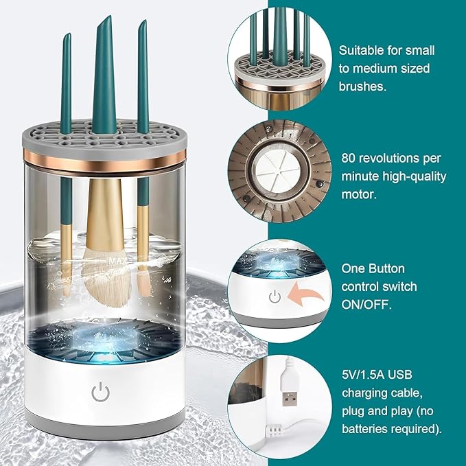 30-second Automatic Makeup Brush Cleaner for Ageless Skin & Pristine Makeup