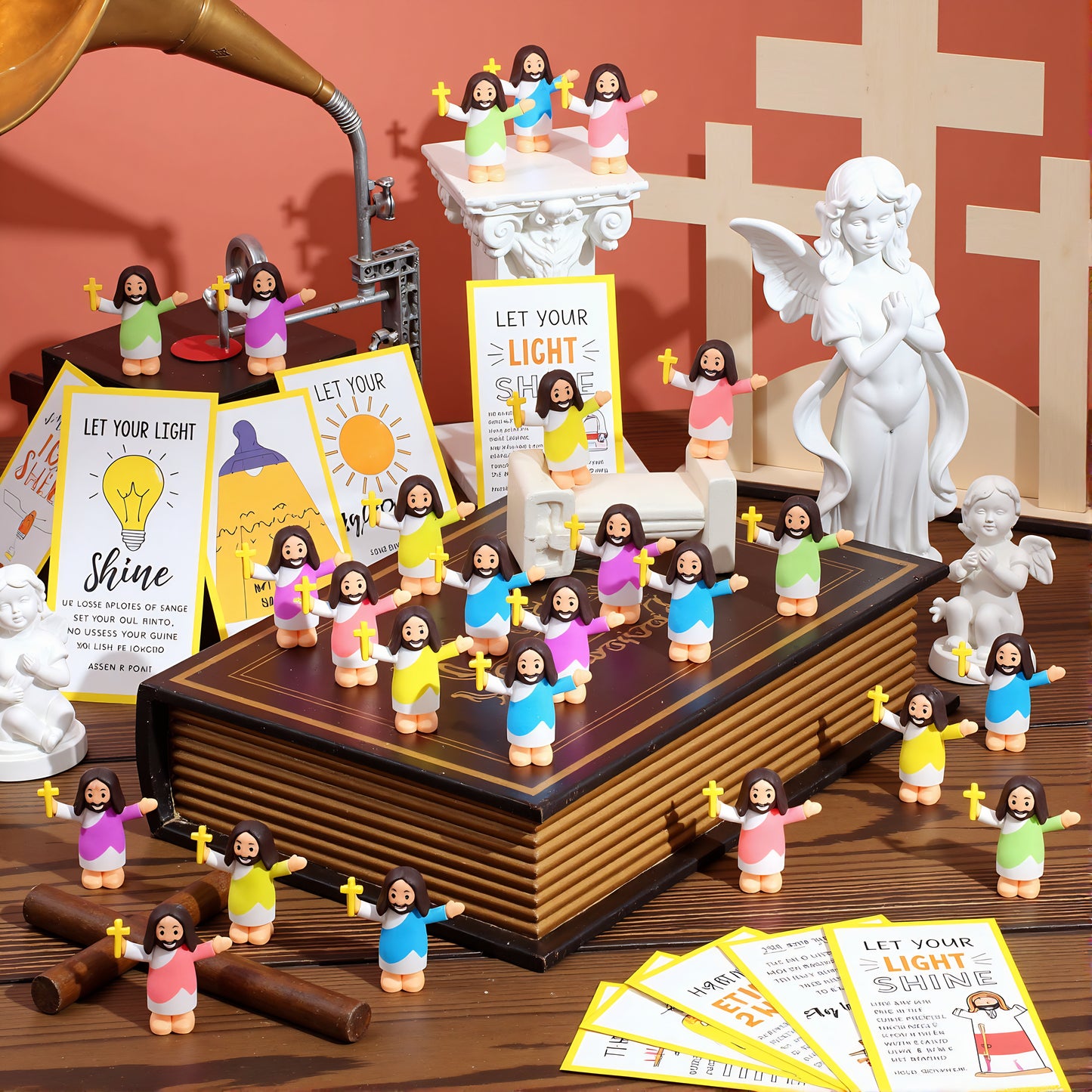 Glow in the Dark Mini Jesus Figurines with Bible verse Cards