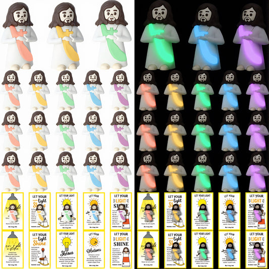 Glow in the Dark Mini Jesus Figurines with Bible verse Cards