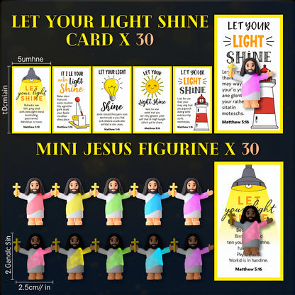 Glow in the Dark Mini Jesus Figurines with Bible verse Cards
