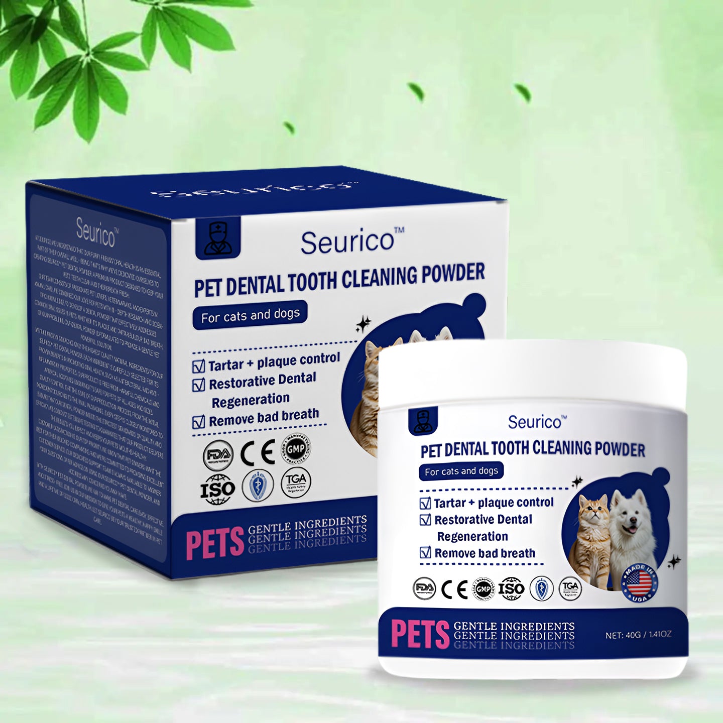 (official Store】LastDay! 70% OFF! - Seurico™Pet Dental Powder -Freshen Breath,Regenerate Teeth &Remove Tartar(AVMARecommended for Cats &Dogs